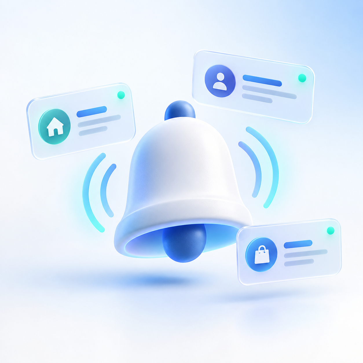 3D notification bell showing a buyer-match alert